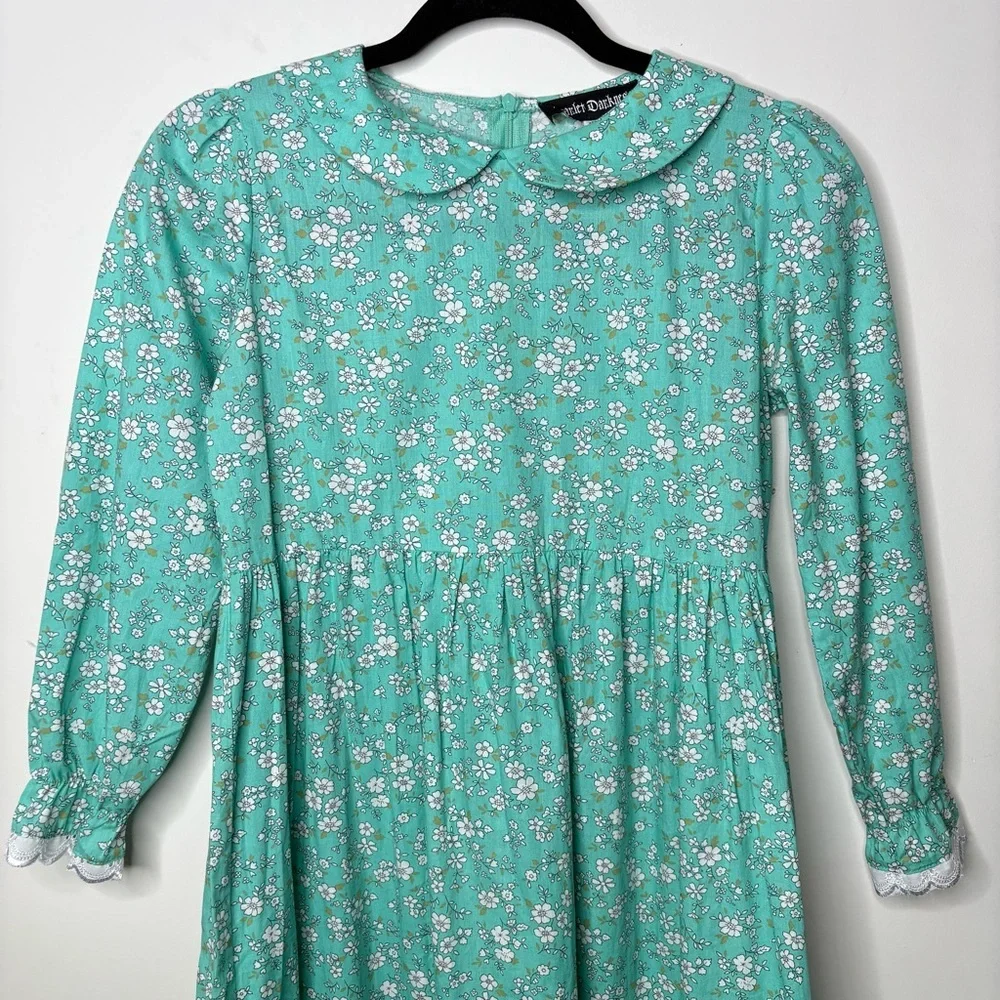 Scarlett Darkness Floral Dress Prairie Cottagecore Girls Dress Size 12 Y Long